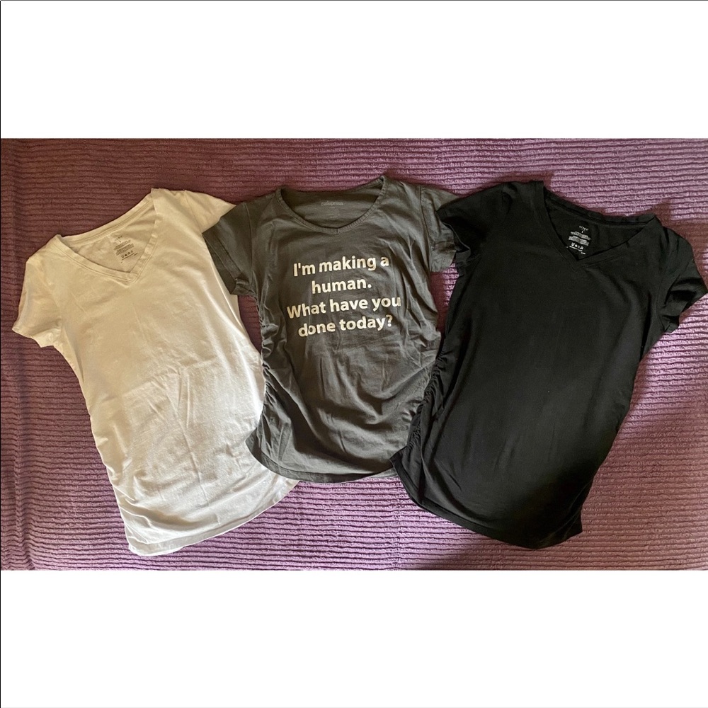 3 Basic Maternity Tees Black White Grey S